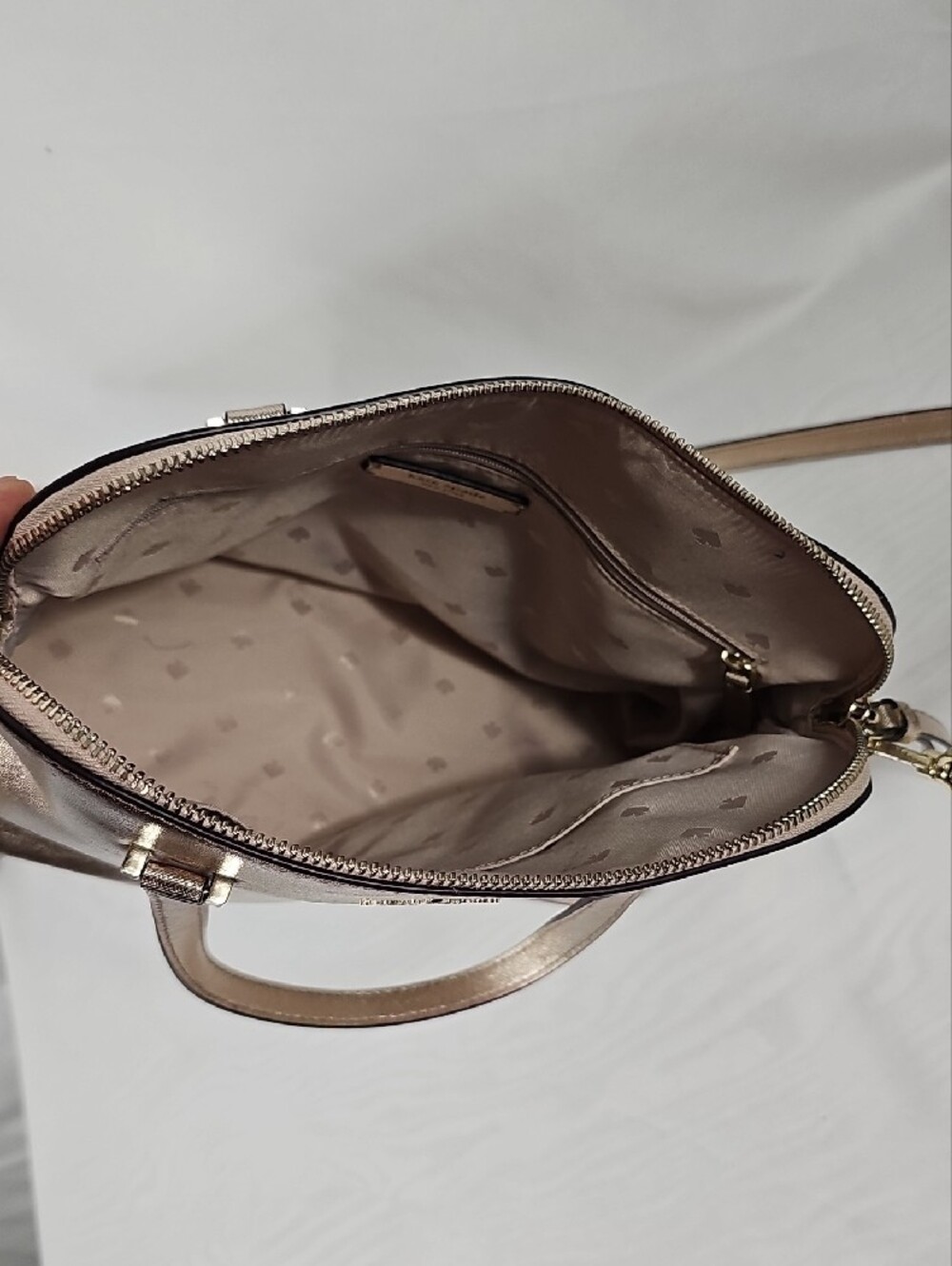 kate spade Metallic Rose Gold Dome Satchel Handbag - Picture 7 of 13